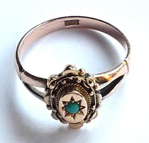Victorian 9ct Yellow Gold Turquoise Ring, Size L/M