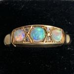 Edwardian 18ct Gold Opal Diamond Ring Size R