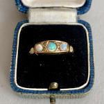 Edwardian 18ct Gold Opal Diamond Ring Size R
