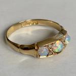 Edwardian 18ct Gold Opal Diamond Ring Size R