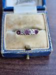 Antique Yellow Gold Ruby Diamond Ring with Hallmarks