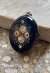 Hand-Painted Antique Jet and Pinchback Locket