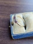 Antique Yellow Gold Ruby Diamond Ring with Hallmarks
