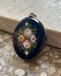 Hand-Painted Antique Jet and Pinchback Locket