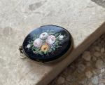 Hand-Painted Antique Jet and Pinchback Locket