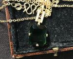 Vintage Green Gemstone Necklace in Gold Finish