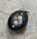 Hand-Painted Antique Jet and Pinchback Locket