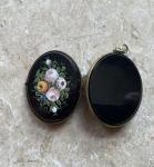 Hand-Painted Antique Jet and Pinchback Locket