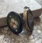 Hand-Painted Antique Jet and Pinchback Locket
