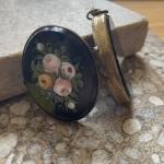 Hand-Painted Antique Jet and Pinchback Locket