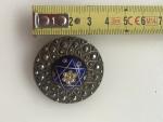 Georgian 9Ct Gold Seed Pearl & Blue Enamel Brooch