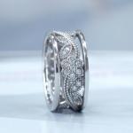 Vintage 14K White Gold Diamond Filigree Wedding Ring