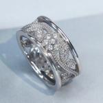 Vintage 14K White Gold Diamond Filigree Wedding Ring