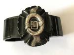 Victorian Whitby Jet Silver Buckle Bangle