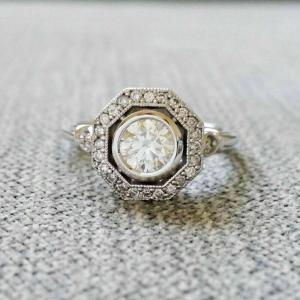 2 Ct Round Diamond Art Deco Engagement Ring