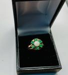 Antique Emerald and Opal 9ct Gold Ring