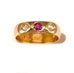 Victorian 22ct Gold Diamond Ruby Wedding Band