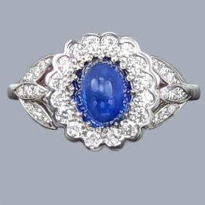 1960s Vintage Sapphire and Diamond Cluster Ring