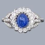 1960s Vintage Sapphire and Diamond Cluster Ring