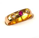 Victorian 22ct Gold Diamond Ruby Wedding Band