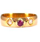 Victorian 22ct Gold Diamond Ruby Wedding Band