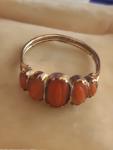 Georgian Gilded Gold Coral Half Hoop Ring