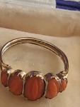 Georgian Gilded Gold Coral Half Hoop Ring