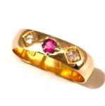 Victorian 22ct Gold Diamond Ruby Wedding Band