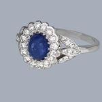 1960s Vintage Sapphire and Diamond Cluster Ring