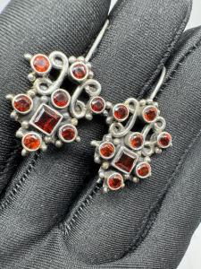 Stunning Antique Silver Ruby Earrings