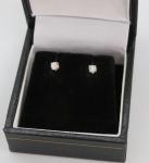 Vintage Art Deco Sterling Silver Clear Stone Stud Earrings