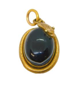 19th Century Gold Agate Snake Pendant
