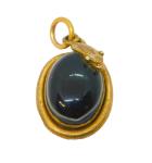 19th Century Gold Agate Snake Pendant