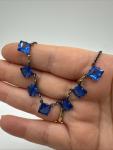 1920s Art Deco Blue Paste Square Choker Necklace