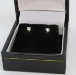 Vintage Art Deco Sterling Silver Clear Stone Stud Earrings