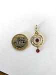 Edwardian 9ct Gold Ruby Paste Pendant
