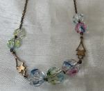Art Deco Rainbow Iris Glass Bead Necklace
