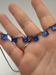 1920s Art Deco Blue Paste Square Choker Necklace