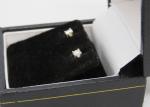 Vintage Art Deco Sterling Silver Clear Stone Stud Earrings