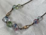 Art Deco Rainbow Iris Glass Bead Necklace