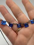 1920s Art Deco Blue Paste Square Choker Necklace