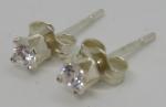 Vintage Art Deco Sterling Silver Clear Stone Stud Earrings