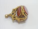 Edwardian Gold Filled Triple Carnelian Watch FOB