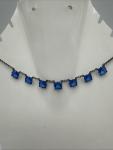 1920s Art Deco Blue Paste Square Choker Necklace