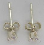 Vintage Art Deco Sterling Silver Clear Stone Stud Earrings