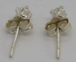 Vintage Art Deco Sterling Silver Clear Stone Stud Earrings
