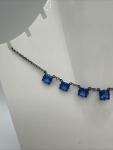 1920s Art Deco Blue Paste Square Choker Necklace