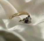 18ct Gold Platinum Trilogy Ring with Ruby Diamond