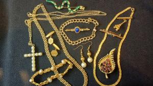 Gold Tone Vintage and Modern Rhinestone Jewelry Lot