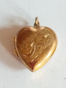 Engraved Heart Rolled Gold Double Photo Locket